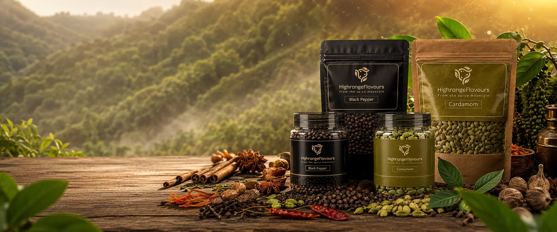 Misty green spice plantation in the high ranges
