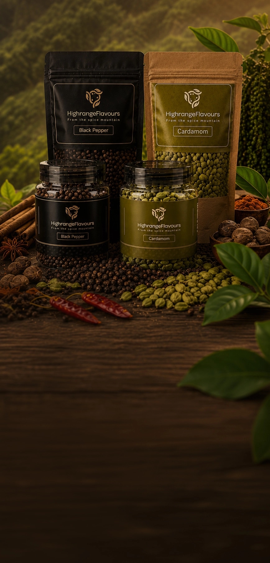 Misty green spice plantation in the high ranges